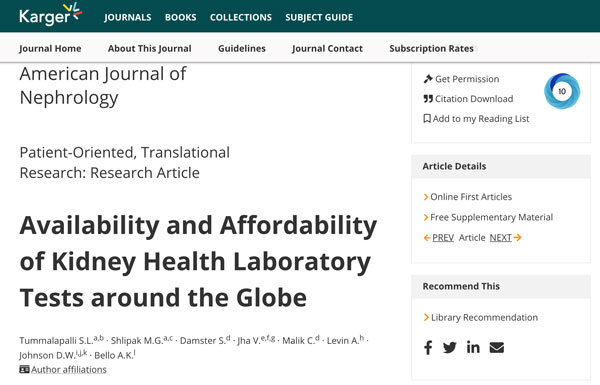 Joint ISN-KDIGO Paper Highlights Need for Access to Affordable Diagnostic Tools